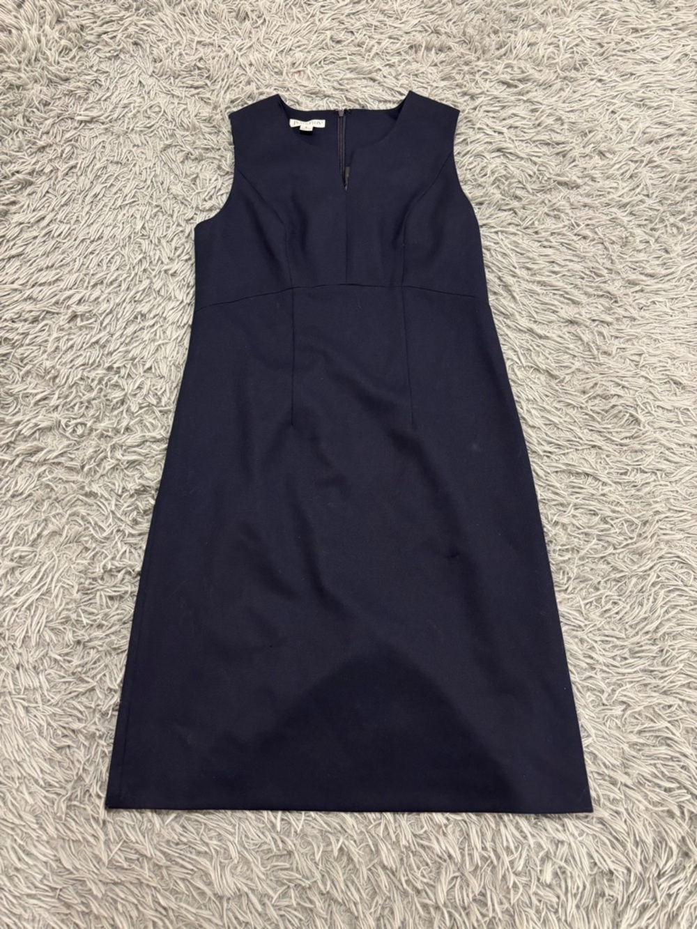Vintage Pendleton Womens Navy Blue Wool Sheath Midi Dress Size 8 Classy Timeless